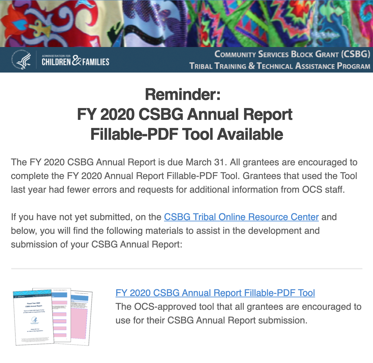 Reminder Fy 2020 Csbg Annual Report Fillable Pdf Tool Available Reminder Fy 2020 Csbg Annual Report Fillable Pdf Tool Available